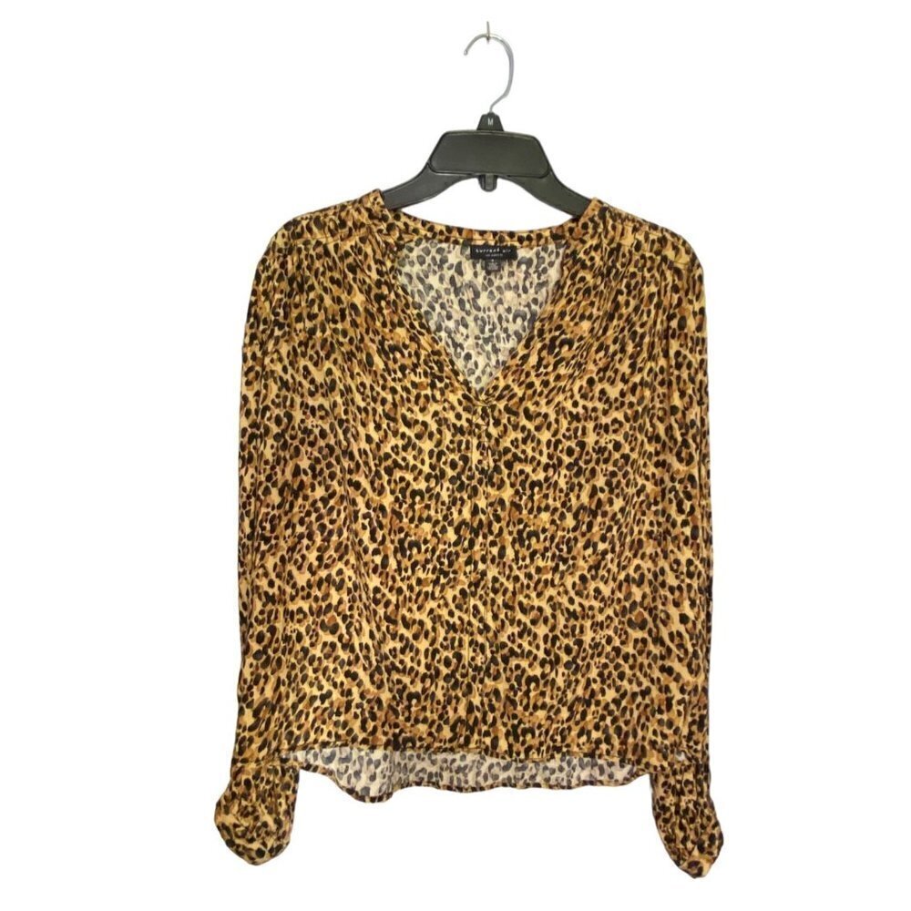 Current Air Animal Print‎ Long Sleeve Blouse Size Small